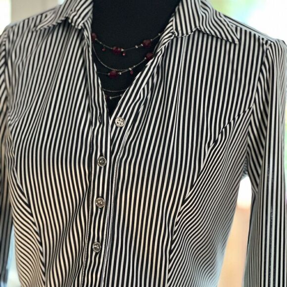 🦋MllE Gabrielle Shirt dress versatile black and white casual business size S EUC - Picture 4 of 13